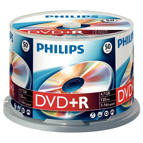 Philips dvd+r 50 stuks in cakebox DR4S6B50F/00 098012 - 1