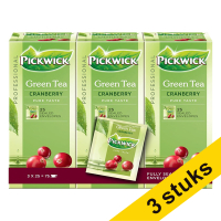 Aanbieding: 3x Pickwick Professional Green Tea Cranberry (3 x 25 stuks)