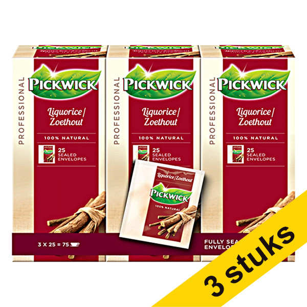 Pickwick Aanbieding: 3x Pickwick Professional Zoethout thee (3 x 25 stuks)  404323 - 1
