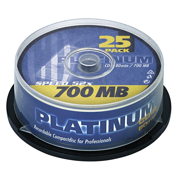 Platinum cd-r 80 min. 25 stuks in cakebox 102565 090301 - 1