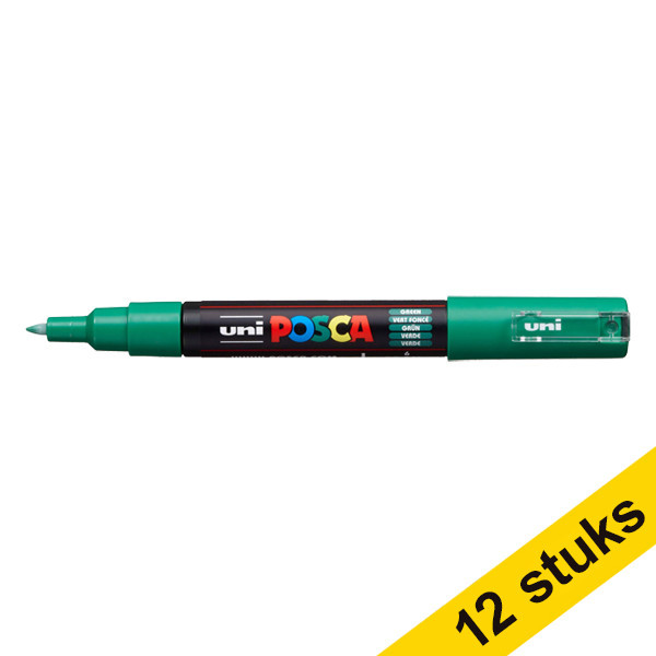 Aanbieding: 12x POSCA PC-1MC acrylmarker donkergroen (0,7 - 1 mm conisch) 424308 - 1