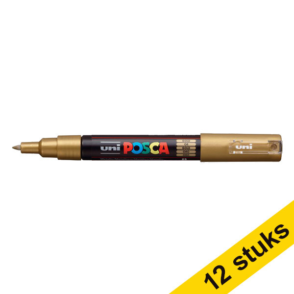 Aanbieding: 12x POSCA PC-1MC acrylmarker goud (0,7 - 1 mm conisch) 424301 - 1
