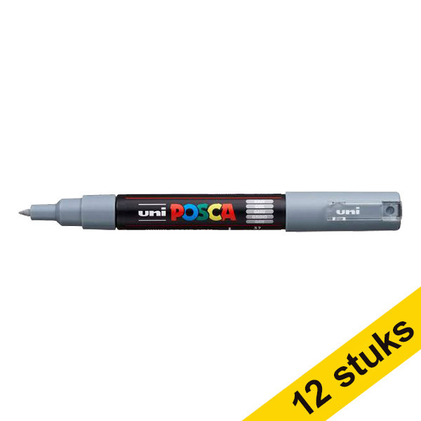 Aanbieding: 12x POSCA PC-1MC acrylmarker grijs (0,7 - 1 mm conisch) 424290 - 1