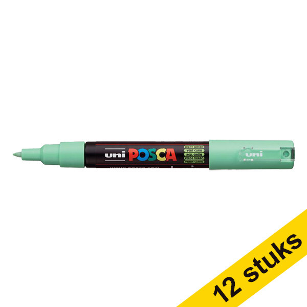 Aanbieding: 12x POSCA PC-1MC acrylmarker lichtgroen (0,7 - 1 mm conisch) 424306 - 1