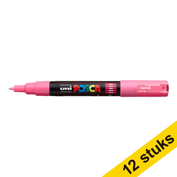 Aanbieding: 12x POSCA PC-1MC acrylmarker roze (0,7 - 1 mm conisch) 424303 - 1