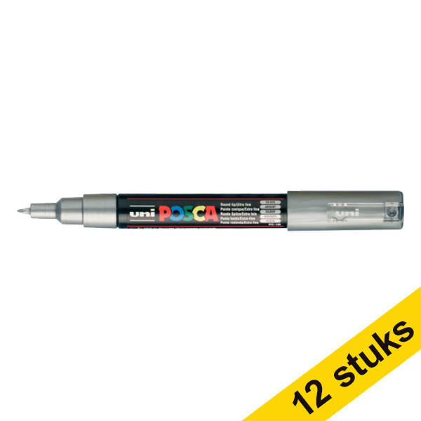 Aanbieding: 12x POSCA PC-1MC acrylmarker zilver (0,7 - 1 mm conisch) 424283 - 1