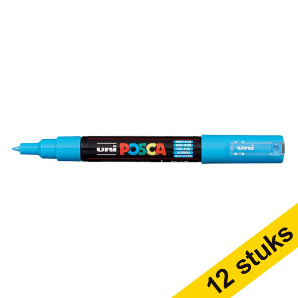 Aanbieding: 12x POSCA PC-1MC verfmarker lichtblauw (0,7 - 1 mm conisch) 424284 - 1