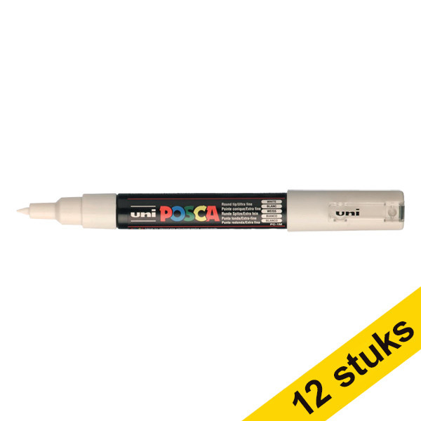 Aanbieding: 12x POSCA PC-1MC verfmarker wit (0,7 - 1 mm conisch) 424288 - 1