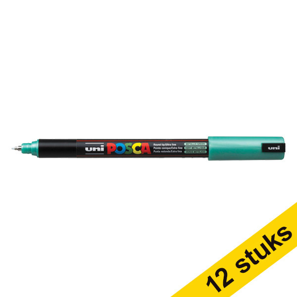 Aanbieding: 12x POSCA PC-1MR acrylmarker metallic groen (0,7 mm rond) 424280 - 1
