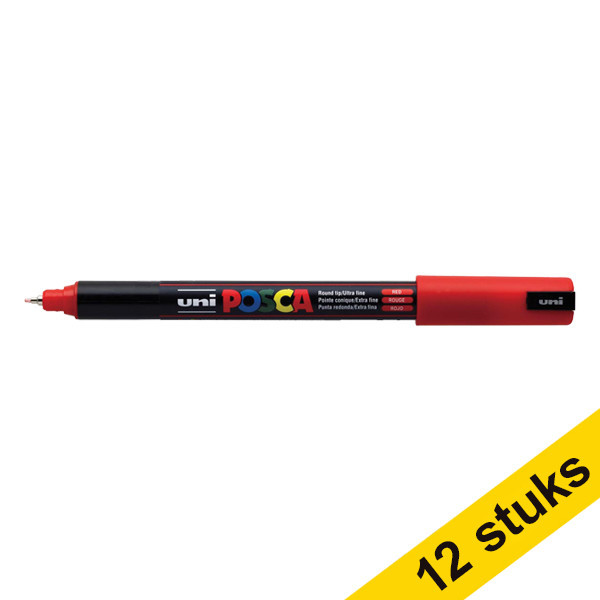 Aanbieding: 12x POSCA PC-1MR acrylmarker rood (0,7 mm rond) 424274 - 1