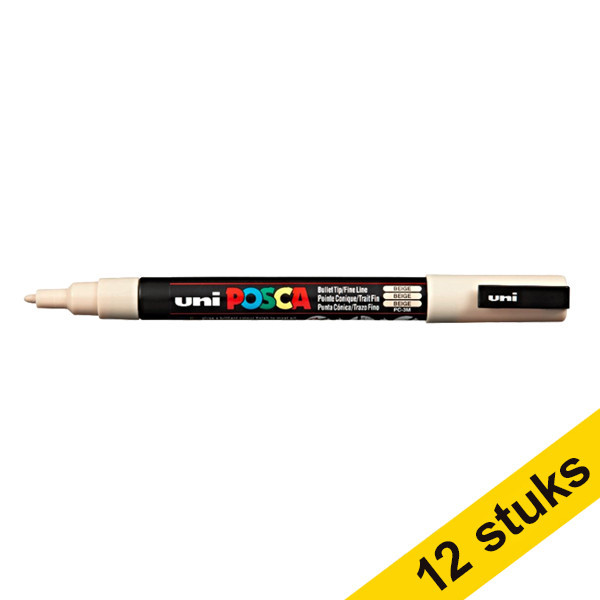 Aanbieding: 12x POSCA PC-3M verfmarker beige (0,9 - 1,3 mm rond) 424315 - 1