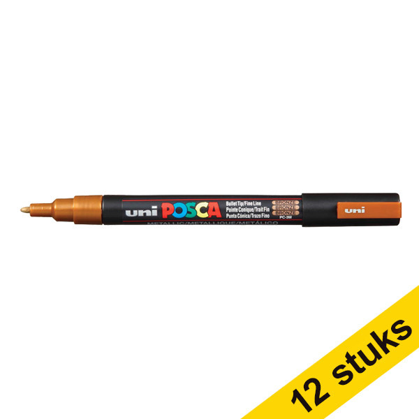 Aanbieding: 12x POSCA PC-3M verfmarker brons (0,9 - 1,3 mm rond) 424319 - 1