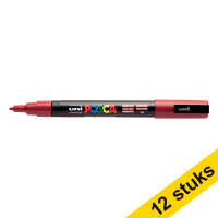 Aanbieding: 12x POSCA PC-3M verfmarker donkerrood (0,9 - 1,3 mm rond) 424339