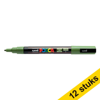 Aanbieding: 12x POSCA PC-3M verfmarker kaki (0,9 - 1,3 mm rond) 424345