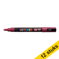 Aanbieding: 12x POSCA PC-3M verfmarker wijnrood (0,9 - 1,3 mm rond)