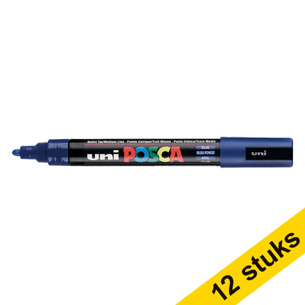 Aanbieding: 12x POSCA PC-5M acrylmarker donkerblauw (1,8 - 2,5 mm rond) 424361 - 1