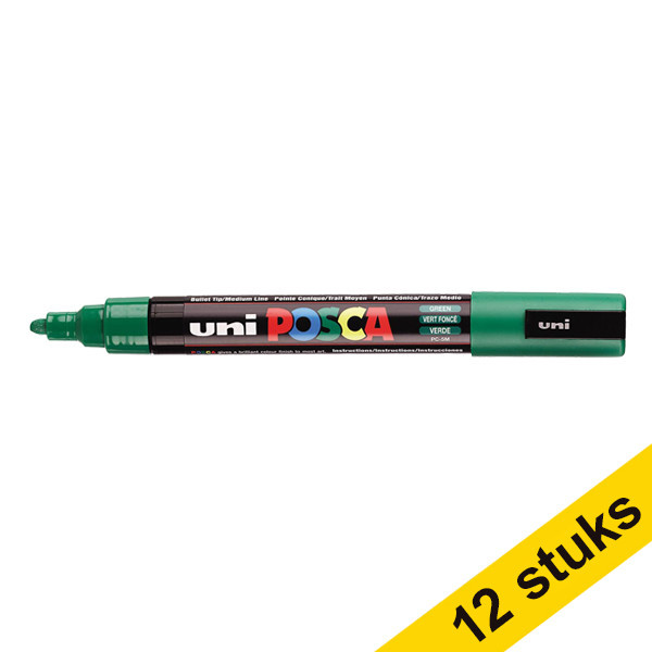 Aanbieding: 12x POSCA PC-5M verfmarker donkergroen (1,8 - 2,5 mm rond) 424393 - 1