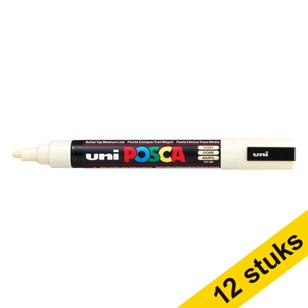 Aanbieding: 12x POSCA PC-5M verfmarker ivoor (1,8 - 2,5 mm rond) 424368 - 1