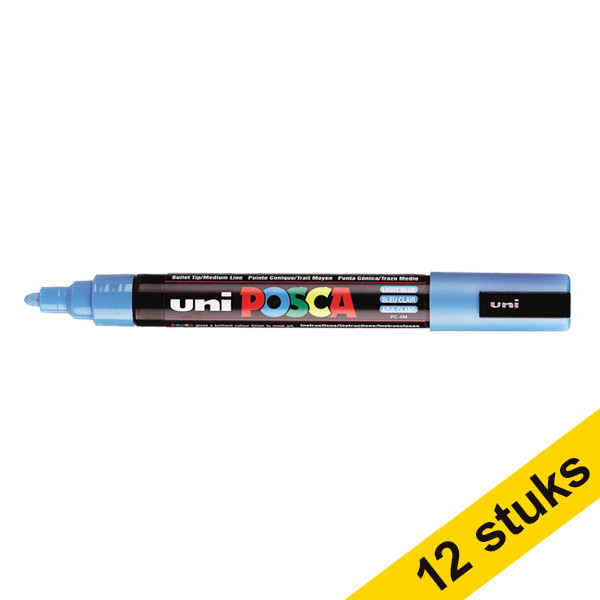 Aanbieding: 12x POSCA PC-5M verfmarker lichtblauw (1,8 - 2,5 mm rond) 424358 - 1