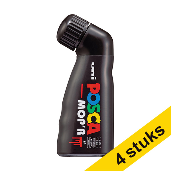 Aanbieding: 4x POSCA PCM-22 MOP'R acrylmarker zwart (3 - 19 mm rond) 424475 - 1