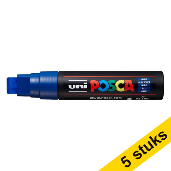 Aanbieding: 5x POSCA PC-17K acrylmarker donkerblauw (15 mm recht) 424448 - 1