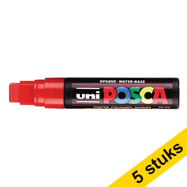 Aanbieding: 5x POSCA PC-17K acrylmarker rood (15 mm recht) 424453 - 1
