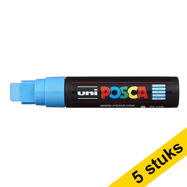Aanbieding: 5x POSCA PC-17K verfmarker lichtblauw (15 mm recht) 424447 - 1