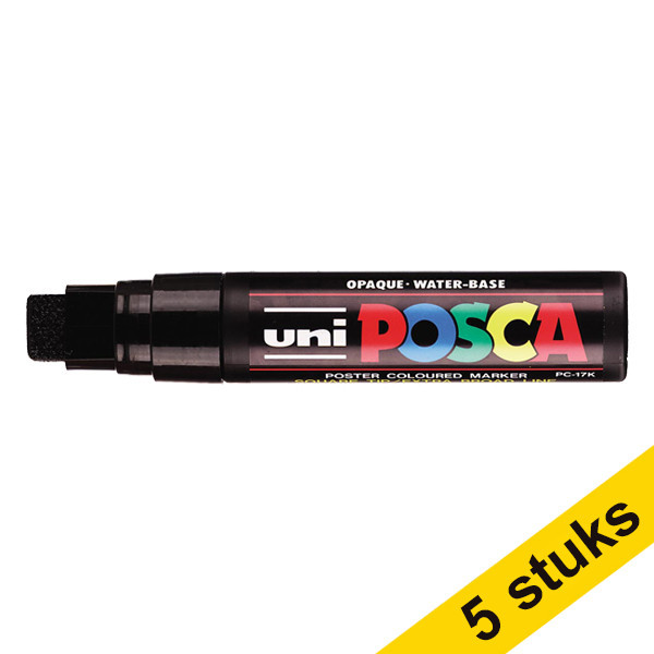 Aanbieding: 5x POSCA PC-17K verfmarker zwart (15 mm recht) 424451 - 1