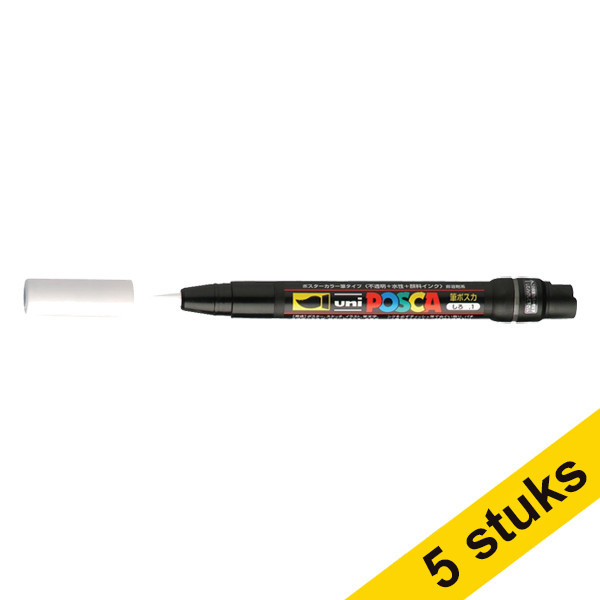 Aanbieding: 5x POSCA brush PCF-350 verfmarker wit (1 mm penseel) 424254 - 1