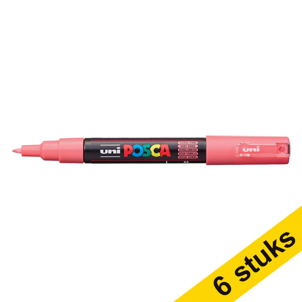 Aanbieding: 6x POSCA PC-1MC acrylmarker koraal (0,7 - 1 mm conisch) 424289 - 1