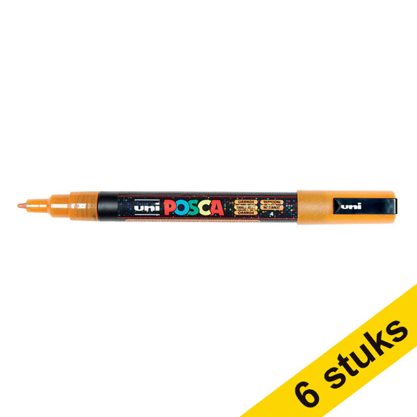 Aanbieding: 6x POSCA PC-3ML verfmarker glitter oranje (0,9 - 1,3 mm rond) 424351 - 1