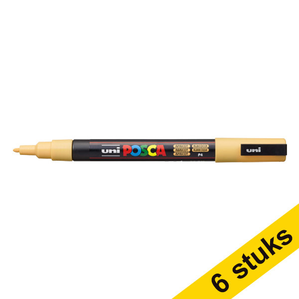 Aanbieding: 6x POSCA PC-3M acrylmarker abrikoos (0,9 - 1,3 mm rond) 424311 - 1