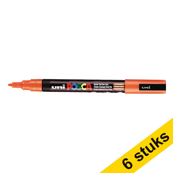 Aanbieding: 6x POSCA PC-3M verfmarker donkeroranje (0,9 - 1,3 mm rond) 424333 - 1