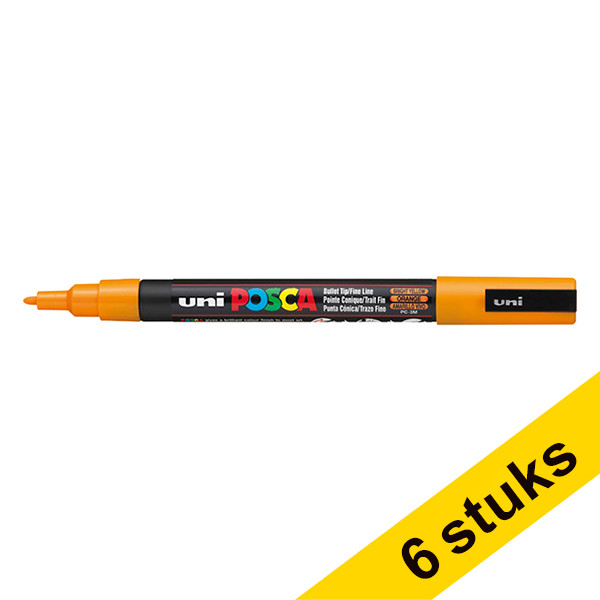Aanbieding: 6x POSCA PC-3M verfmarker fel oranje (0,9 - 1,3 mm rond) 424332 - 1