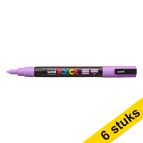 Aanbieding: 6x POSCA PC-3M verfmarker lavendel (0,9 - 1,3 mm rond) 424327 - 1