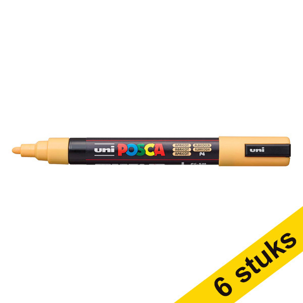 Aanbieding: 6x POSCA PC-5M acrylmarker abrikoos (1,8 - 2,5 mm rond) 424356 - 1