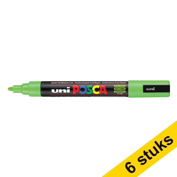 Aanbieding: 6x POSCA PC-5M acrylmarker appelgroen (1,8 - 2,5 mm rond) 424395 - 1