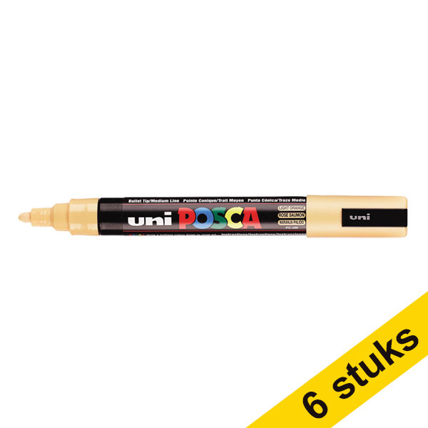 Aanbieding: 6x POSCA PC-5M acrylmarker zalmroze (1,8 - 2,5 mm rond) 424389 - 1
