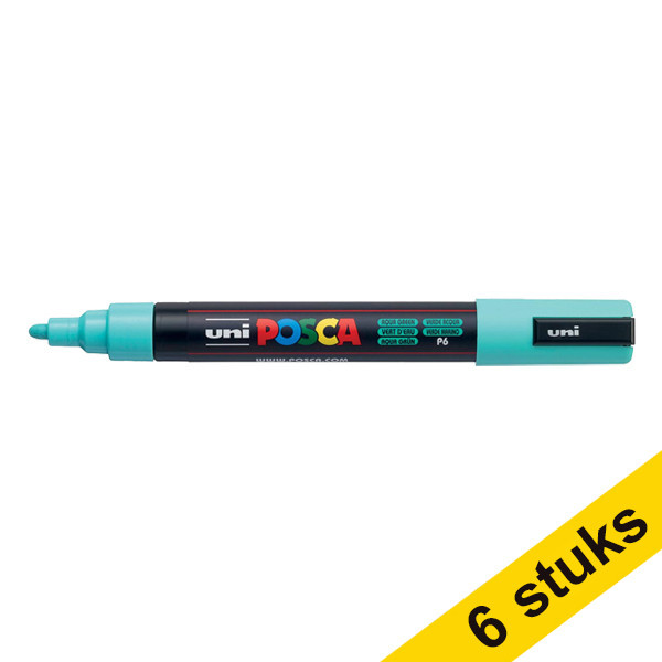 Aanbieding: 6x POSCA PC-5M acrylmarker zeegroen (1,8 - 2,5 mm rond) 424391 - 1