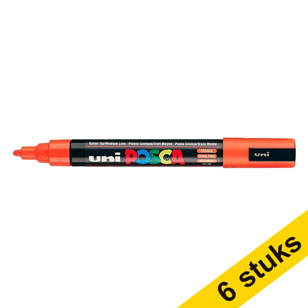 Aanbieding: 6x POSCA PC-5M verfmarker donkeroranje (1,8 - 2,5 mm rond) 424379 - 1