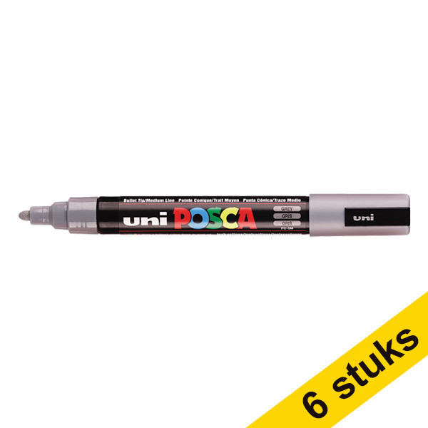 Aanbieding: 6x POSCA PC-5M verfmarker grijs (1,8 - 2,5 mm rond) 424366 - 1