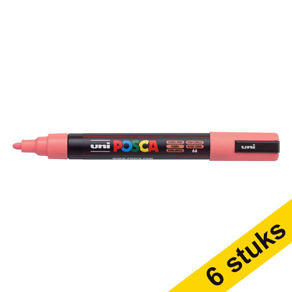 Aanbieding: 6x POSCA PC-5M verfmarker koraal (1,8 - 2,5 mm rond) 424365 - 1