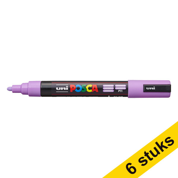 Aanbieding: 6x POSCA PC-5M verfmarker lavendel (1,8 - 2,5 mm rond) 424374 - 1