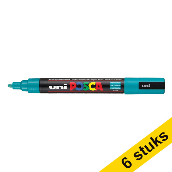 Aanbieding: 6x POSCA PC-5M verfmarker smaragdgroen (1,8 - 2,5 mm rond) 424392 - 1
