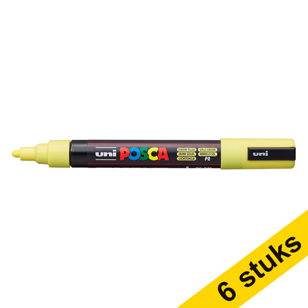 Aanbieding: 6x POSCA PC-5M verfmarker zonnegeel (1,8 - 2,5 mm rond) 424371 - 1