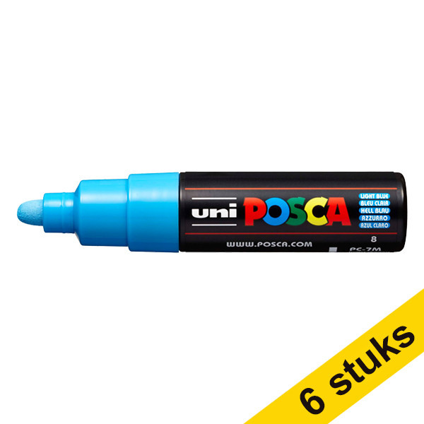 Aanbieding: 6x POSCA PC-7M acrylmarker lichtblauw (4,5 - 5,5 mm rond) 424397 - 1