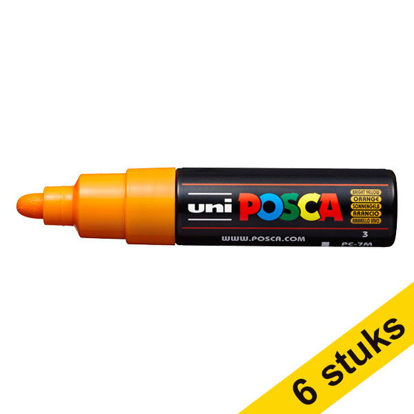 Aanbieding: 6x POSCA PC-7M verfmarker fel oranje (4,5 - 5,5 mm rond) 424404 - 1