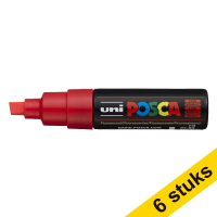 Aanbieding: 6x POSCA PC-8K verfmarker neonrood (8 mm beitel)