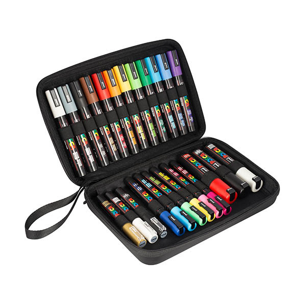 Posca PC-1MC/PC-3M/PC-5M/PC-8K acrylmarkerset in luxe koffer (24 stuks) 424484 - 1