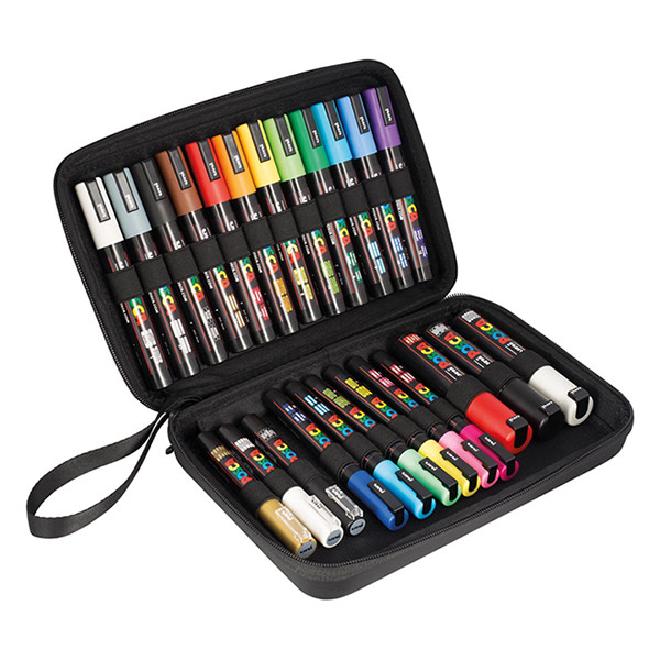 Posca PC-1MC/PC-3M/PC-5M/PC-8K verfmarkerset in luxe koffer (24 stuks) PC24001 424484 - 1